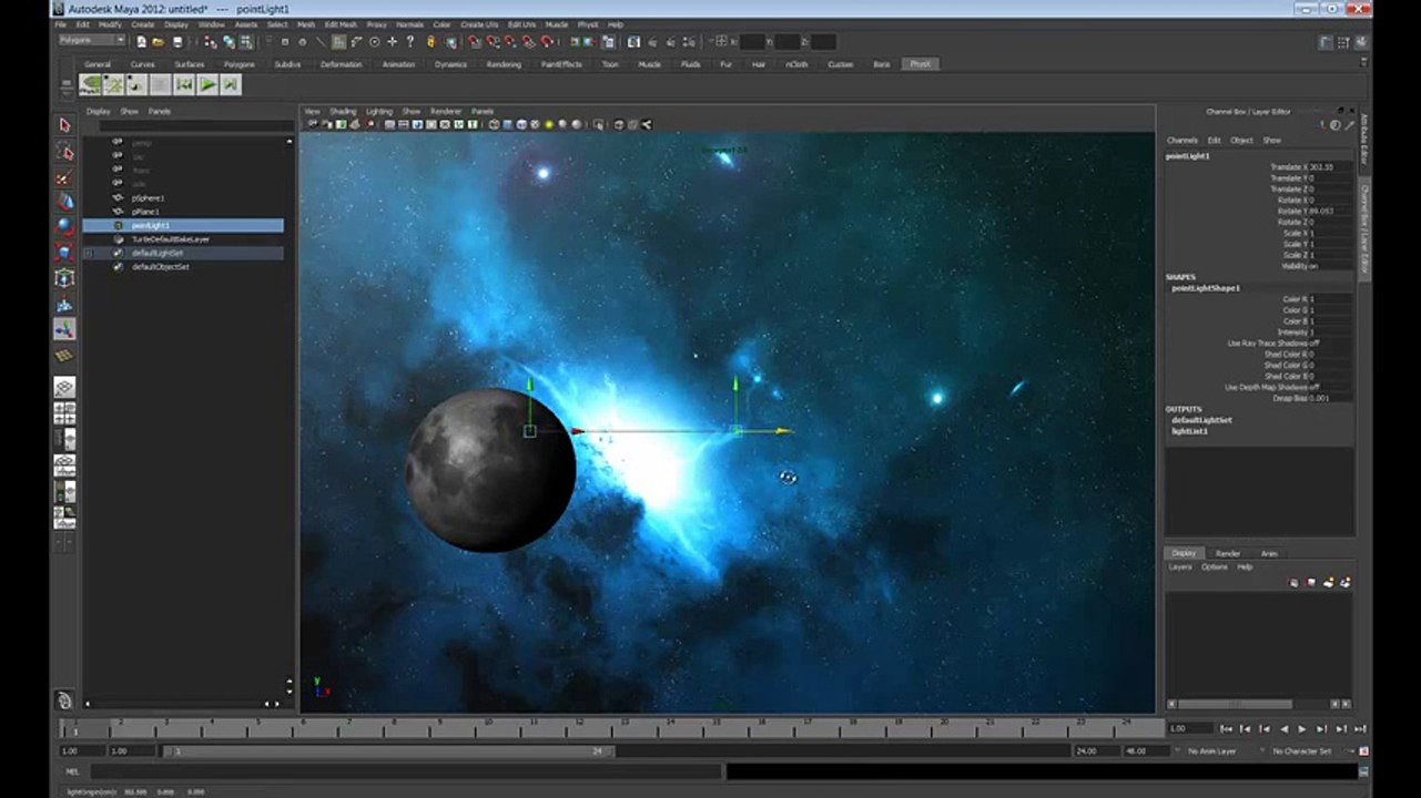 Autodesk Maya Moon and Stars Tutorial Part 2 (Basic)
