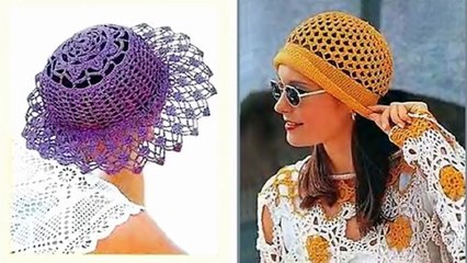 Элегантные вязаные женские шляпки и панамки