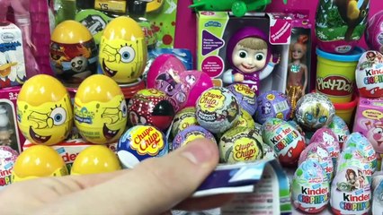 Masha and the Bear Surprise Eggs Киндер Сюрпризы, Спанч Боб