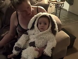 dog thinks baby is a dog -