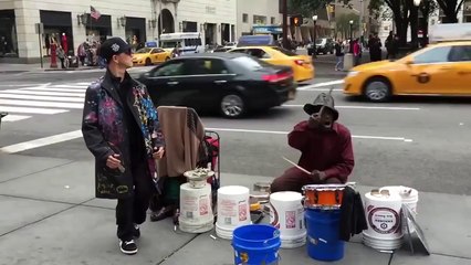 Crazy Dancing to a Street Musician in NYC