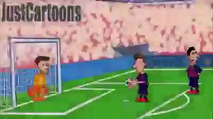 Carton .penalti de cómics Messi y Suárez !! .