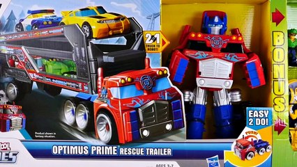 Download Video: Giant Rescue Bots Optimus Prime Rescue Trailer Transformers 17 Semi Truck Playskool Heroes