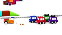 Dessins animés éducatifs 3D. Apprendre couleurs. 4 voitures colorées: construction du tracteur