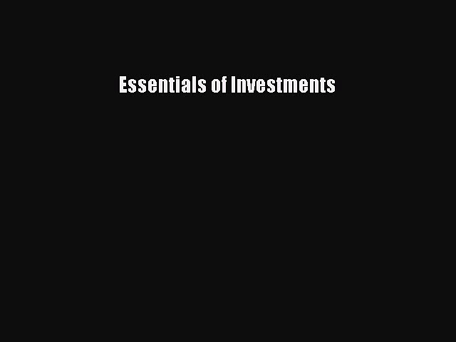 [PDF] Essentials of Investments [Download] Online