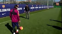 Lionel Messi scored from impossible angle during today training 15.02.2016