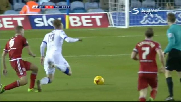 Ben Gibson - Red Card - England Championship - Leeds United 0-0 Middlesbrough -15.02.2016