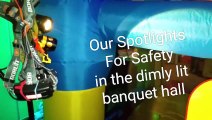 A kids reviews a different bounce house for Indian banquet halls that are dimly-lit in Metro Vancouver, BC