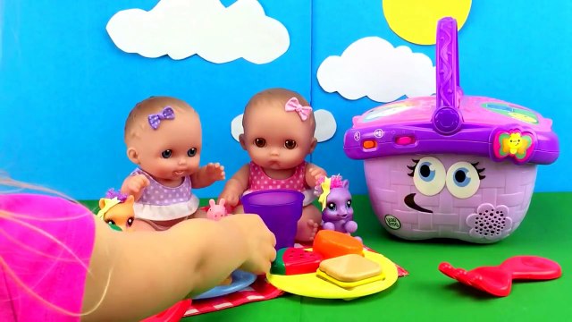 Twin Babies Baby Dolls Lil Cutesies Doll Picnic Basket in The Park Peppa Pig MLP Fashems Toy Videos