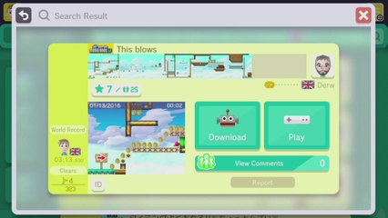 Super Mario Maker - Viewer Levels - Name: "This blows" - ID: A942-0000-018C-4DF2