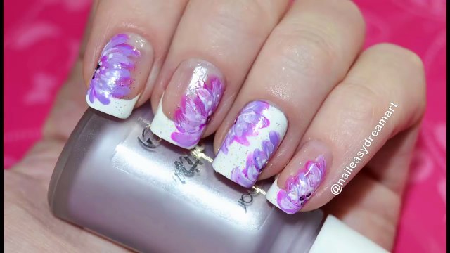 How to Floral & French Nail Art Manicure Френч Маникюр с Цветами