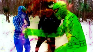 Blue Spiderman & Pink Spidergirl vs Venom vs Green Spiderman! Funny Superhero Movie in Real Life