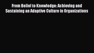 Read From Belief to Knowledge: Achieving and Sustaining an Adaptive Culture in Organizations