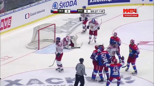 Хоккей. Евротур. Россия - Чехия. Роман Любимов открывает счет в матче