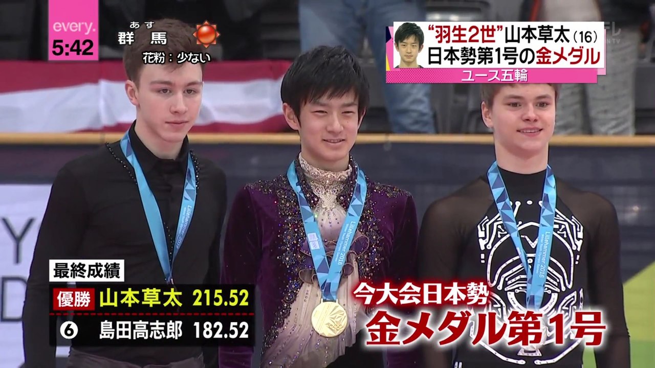 2016 0216 ユース五輪　日本勢金メダル第一号