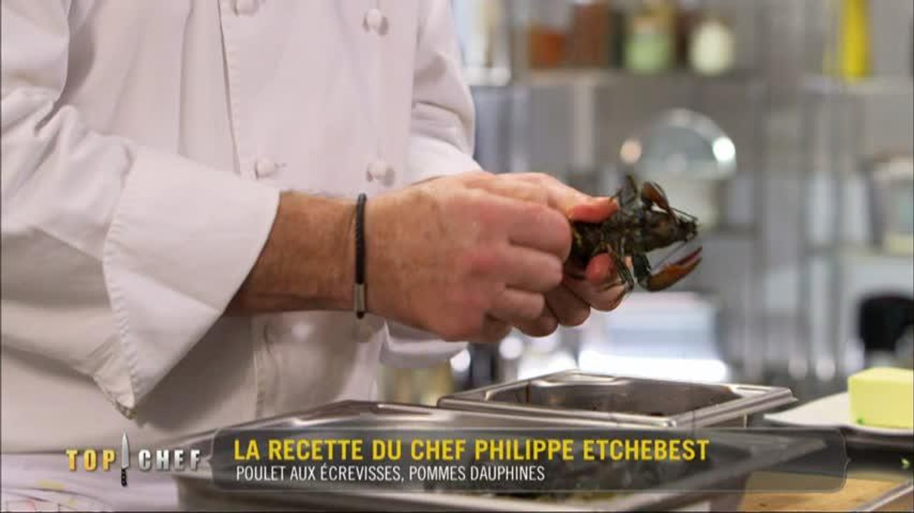 Poulet aux écrevisses et pommes dauphines par Philippe Etchebest 3/4