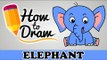 How To Draw A Elephant - Easy Step By Step Cartoon Art Drawing Lesson Tutorial For Kids & Beginners