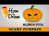 How To Draw A Scary Halloween Pumpkin Face  - Halloween Special Easy Drawing Lesson With Colouring