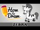 How To Draw A Zebra - Easy Step By Step Cartoon Art Drawing Lesson Tutorial For Kids & Beginners