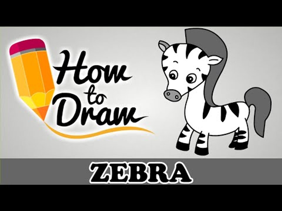 How To Draw A Zebra - Easy Step By Step Cartoon Art Drawing Lesson Tutorial For Kids & Beginners
