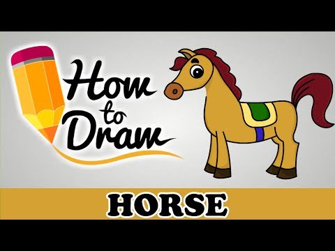 How To Draw A Horse - Easy Step By Step Cartoon Art Drawing Lesson Tutorial For Kids & Beginners