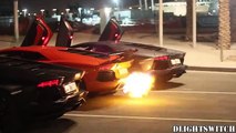 Três Lamborghini Aventador literalmente em chamas!!!