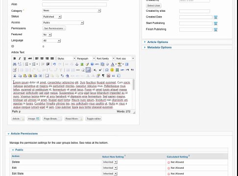 Adding and managing images to an article in Joomla 2.0