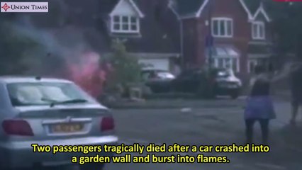 Car crash fire explosion kills 2