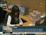 China: sector servicios registra un aumento de 2.2%