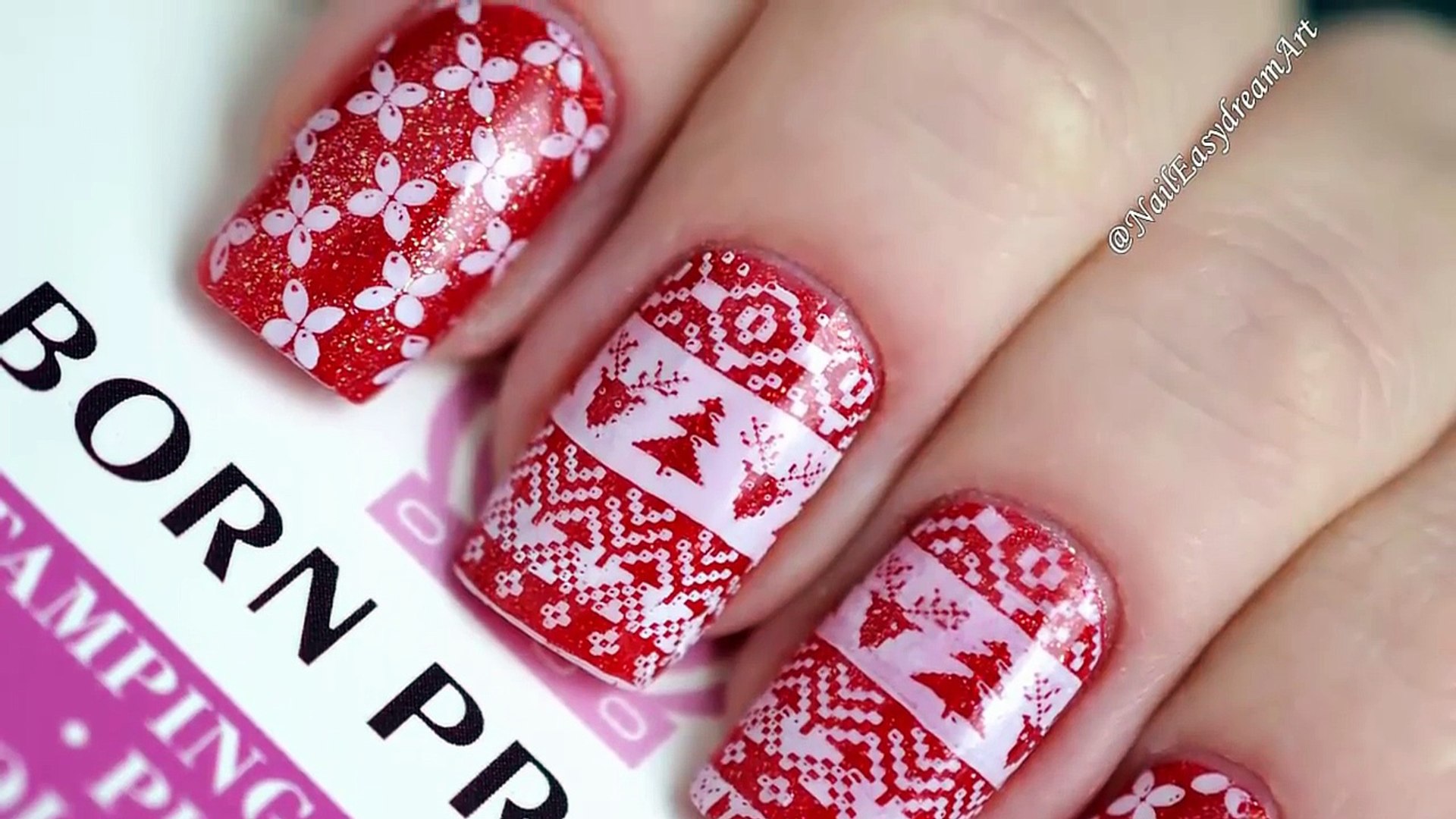 ⁣Вязаный Дизайн ногтей Стемпинг  Bornprettystore review  DIY Sweater Christmas Nails