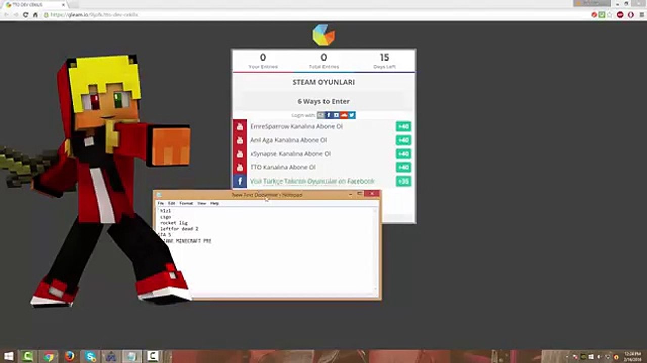 TTO : DEV ÇEKİLİŞ! - 5 TANE Minecraft : (GTA 5,L4D2,CSGO,RocketLig) (Trend Videos)