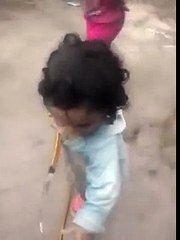 baby playing with water   funny video clip