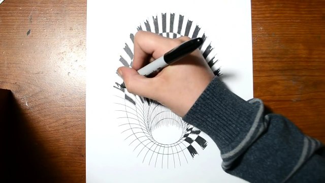 Drawing a Hole - Anamorphic Illusion