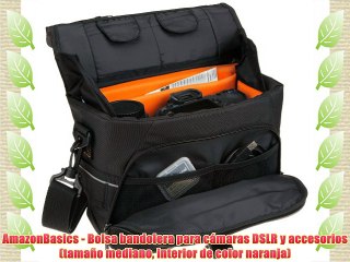 AmazonBasics - Bolsa bandolera para cámaras DSLR y accesorios (tamaño mediano interior de color