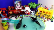 BIGGEST SHARK ATTACK PEPPA PIG, SPONGEBOB SQUAREPANTS & SPIDER-MAN IN A POOL!! HULK Try To Save Them