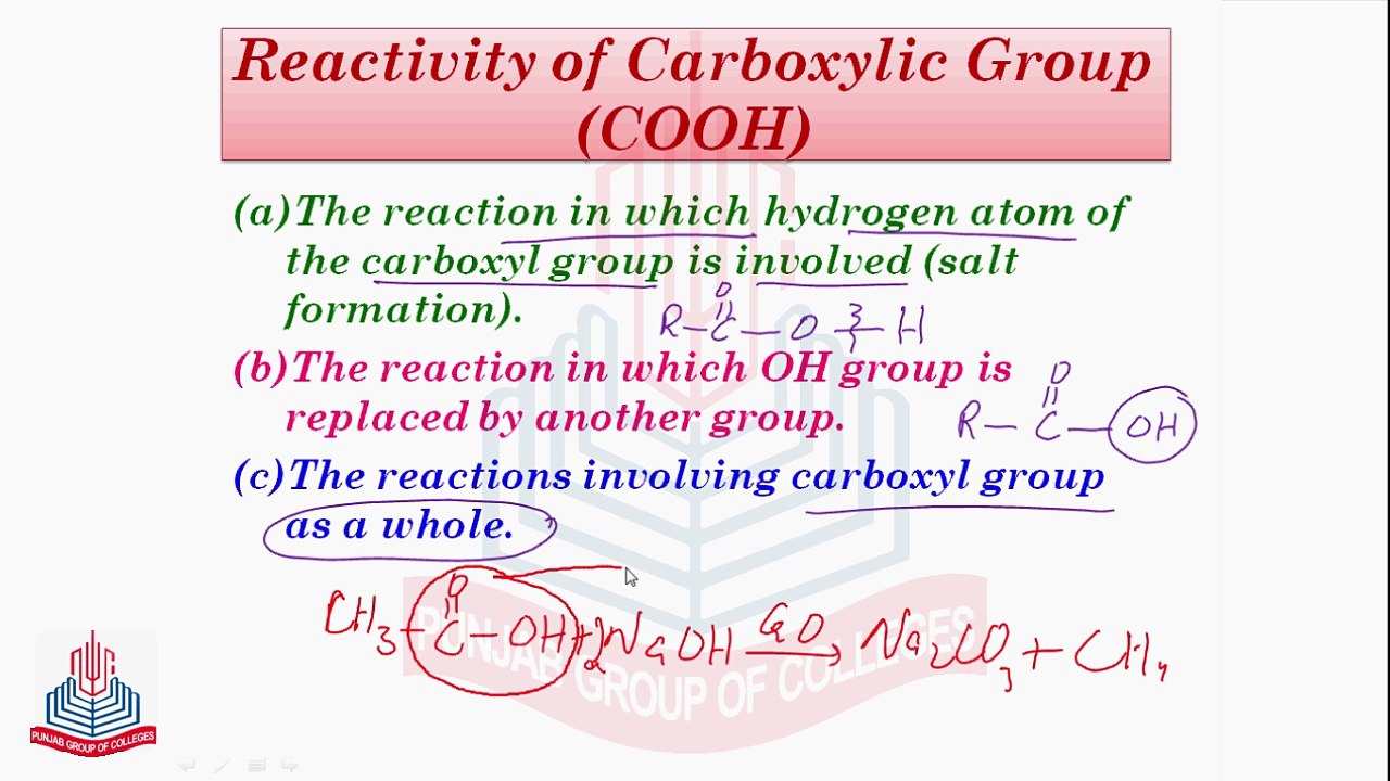 Reactivity of Carboxylic Group, Reaction Involving H-Atom of Carboxylic Group [ Reaction with Bases, Metals , Carbonate & Bicarbonate ]