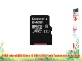 Kingston SDC10G2/64GBSP - Tarjeta microSD de 64GB (clase 10 UHS-I 45MB/s) tarjeta sola