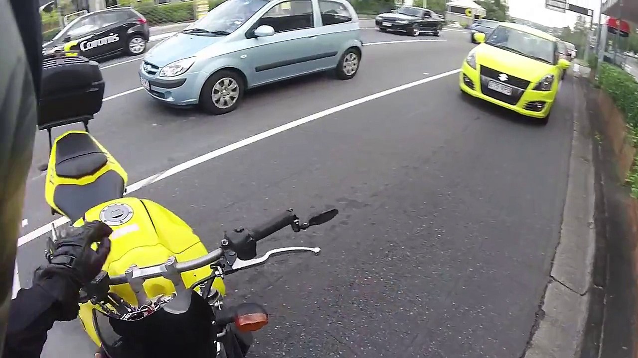 Motorcycle crash rider lands on feet on top of car! #spiderman landing