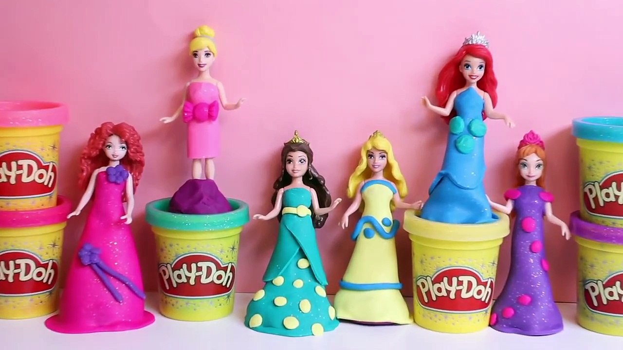 Disney Princess MagiClip Collection Play-Doh Magic Clip Frozen Anna Ariel Merida Belle Dolls