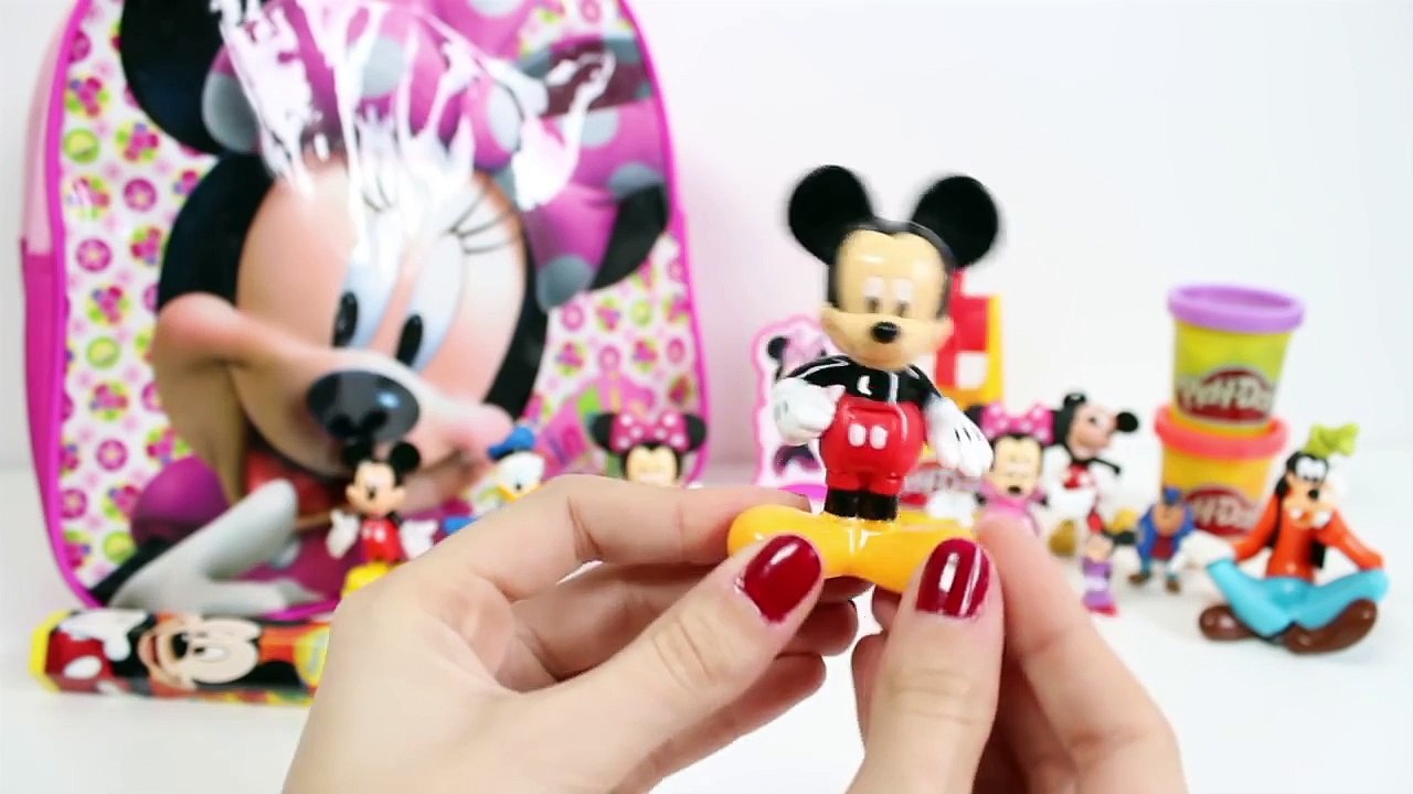 Minnie Mouse Surprise Backpack Disney Toys Mickey Mouse Surprise Eggs Play Dough Toy Videos