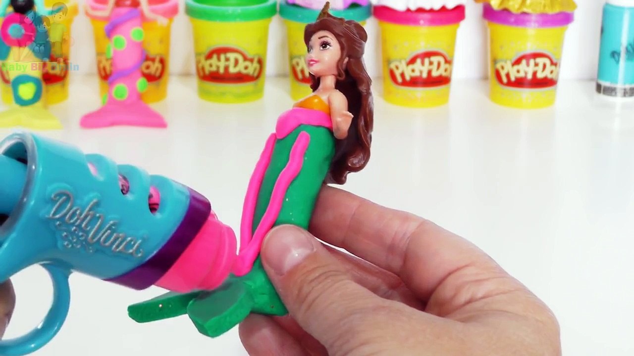 Play Doh DohVinci Sparkle Dresses Disney Princess Magiclip Dolls Make Doll Dresses Playdoh