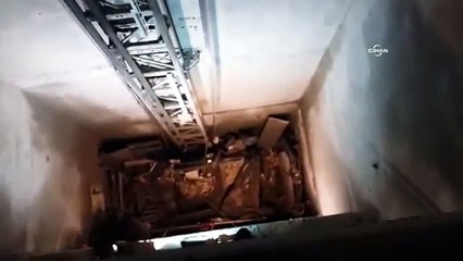 Asansör kazası sonrası çekilen olay yeri görüntüleri