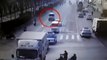 RAW: Bizarre accident, Vans and Car Levitate, Fly through air in a busy intersection in Ch