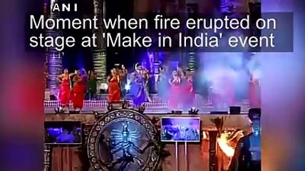 Moment fire broke out at Mumbai's 'Make in India' event