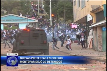 20 retenidos en nueva protesta en colegio Montufar en Quito