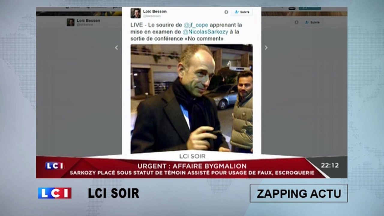 Le sourire de Jean-François Copé en apprenant la mise en examen de Nicolas Sarkozy
