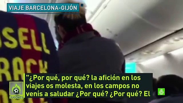 Bronca entre aficionados y jugadores del Barcelona dentro del avión en el Viaje hacia Gijón