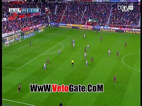 ميسى يتقدم بالهدف الاول لبرشلونة فى سبورتنج خيخون