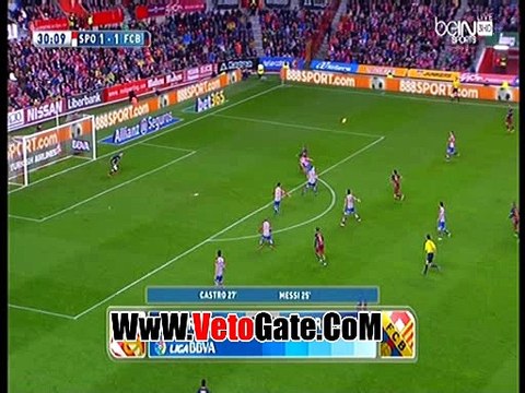 ميسى يتقدم بالهدف الثانى لبرشلونة فى سبورتنج خيخون