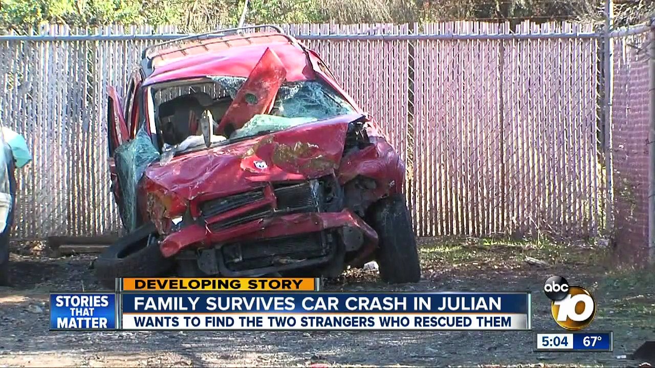 Family wants to find strangers who helped rescue them after car crash
